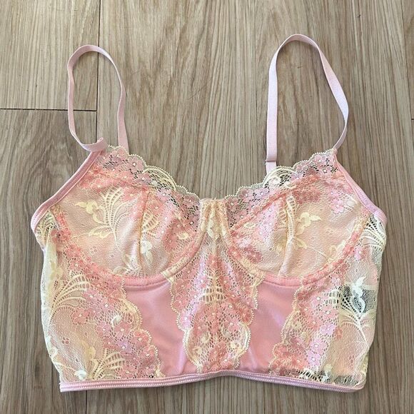 Set Of 3 Lingerie Lace Cropped Valentines Romantic Bralettes - Picture 4 of 13